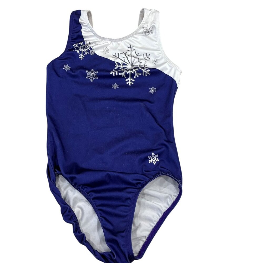 Snowflake Designs Adult Small Blue & White Leotard With Snowflake Accents